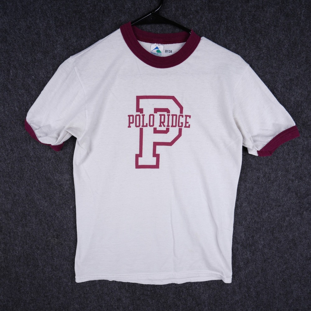 Vintage Augusta Sportswear Polo Ridge Ringer T-Shirt Adult S White Maroon Good